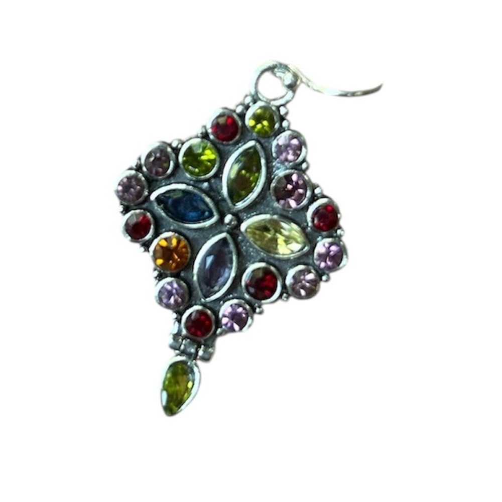 New Multicolor Gemstone Silver Dangle Earrings - image 6